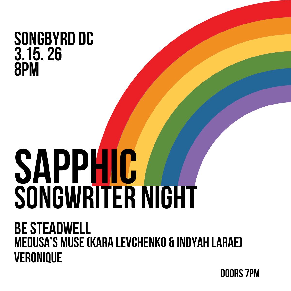 SAPPHIC SONGWRITER NIGHT WITH BE STEADWELL, KARA LEVCHENKO + MORE